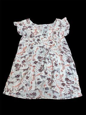 Claudie Pierlot Shirt Blouse Size 36 White Tiger & Floral Print Short Sleeve